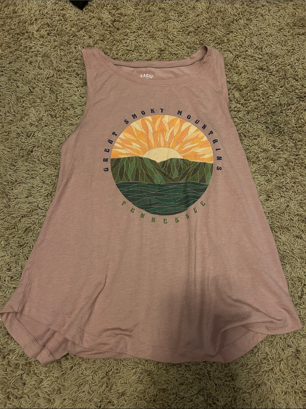 League Mauve Tank with Sunrise Mountain Graphic